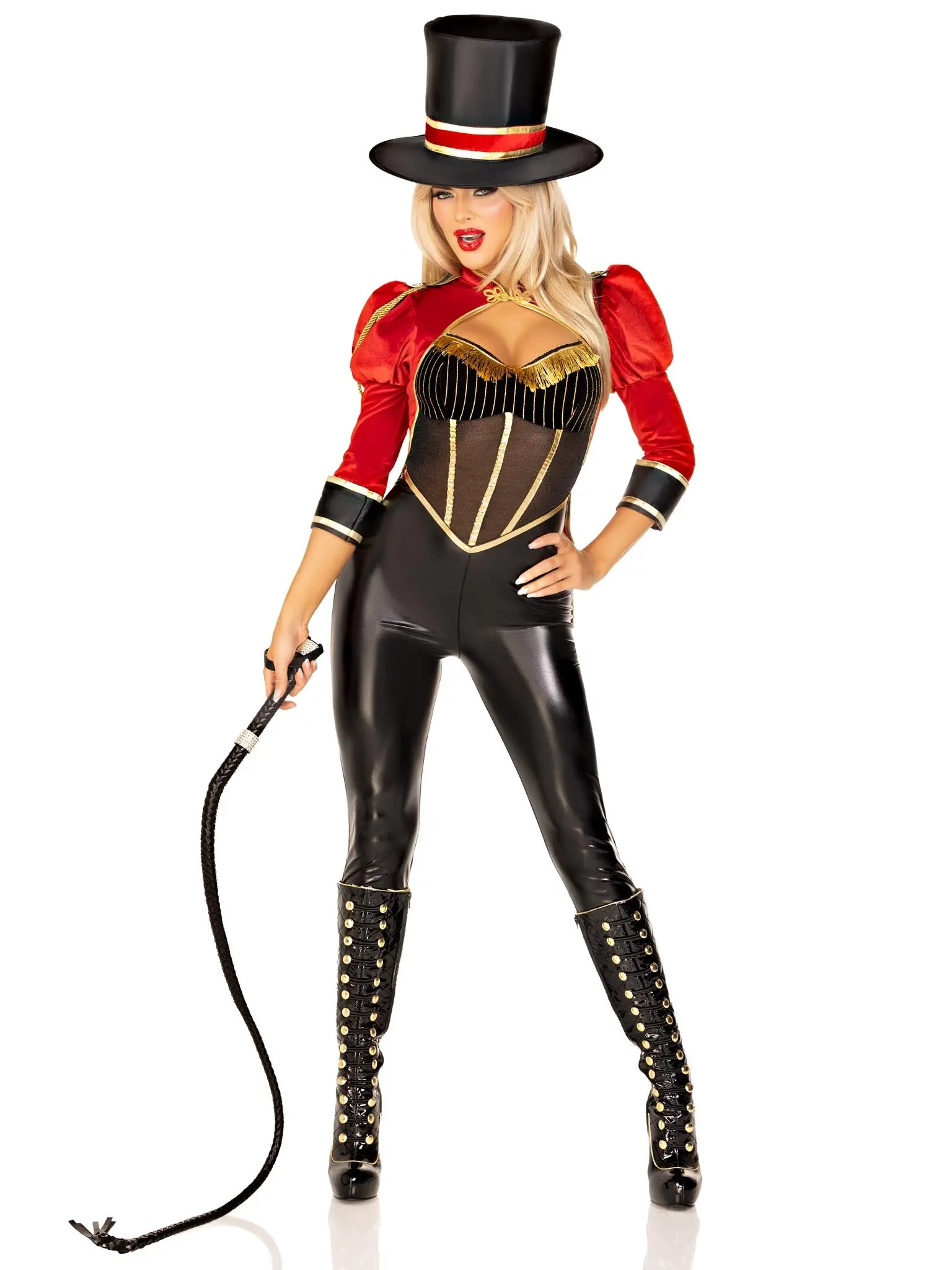 Leg Avenue Men's Circus Ringmaster Costume - Matching Velvet Bodysuit, Coat, Jumpsuit for Special Occasions