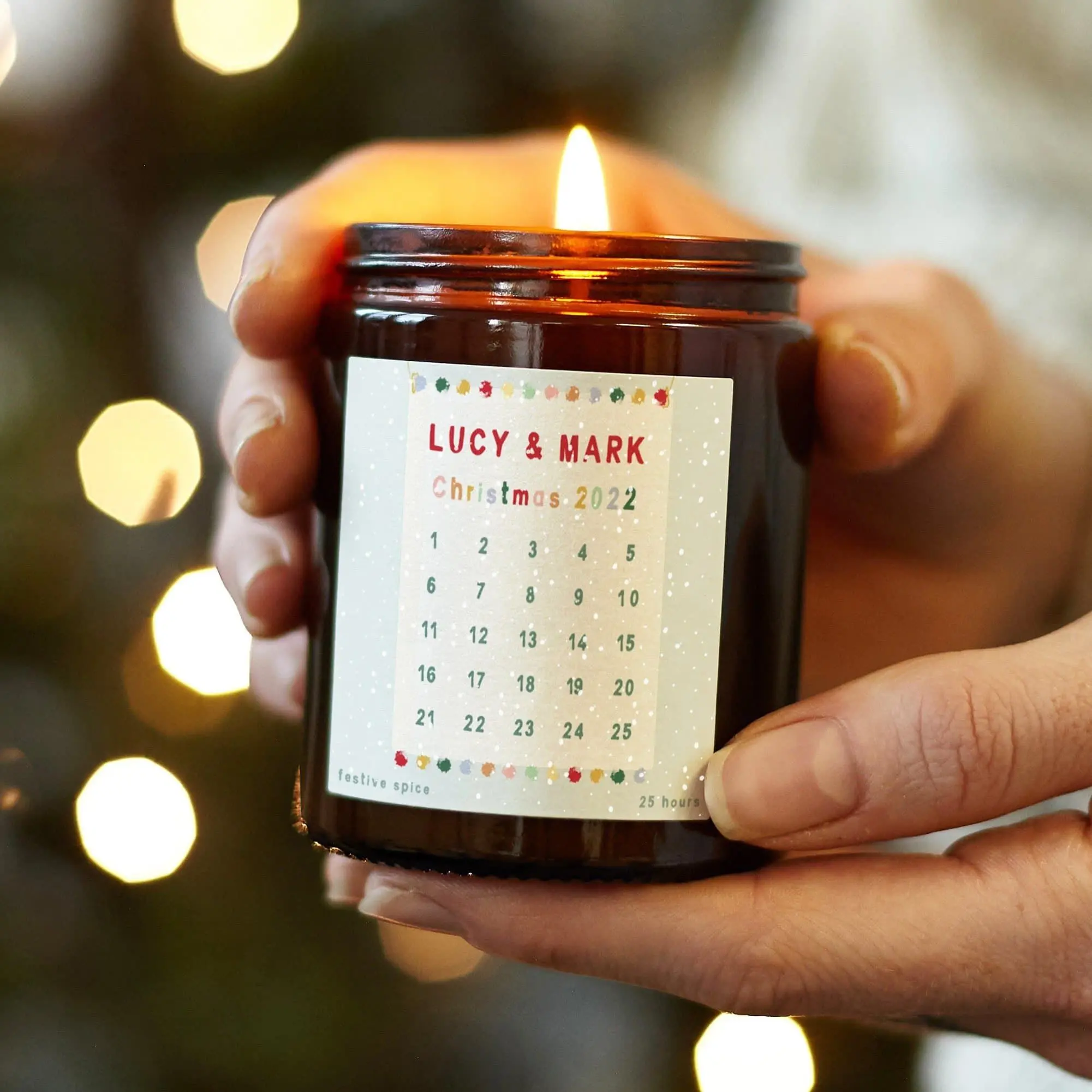 Advent Calendar Candle Personalised Christmas Gift, Christmas Scented Candle