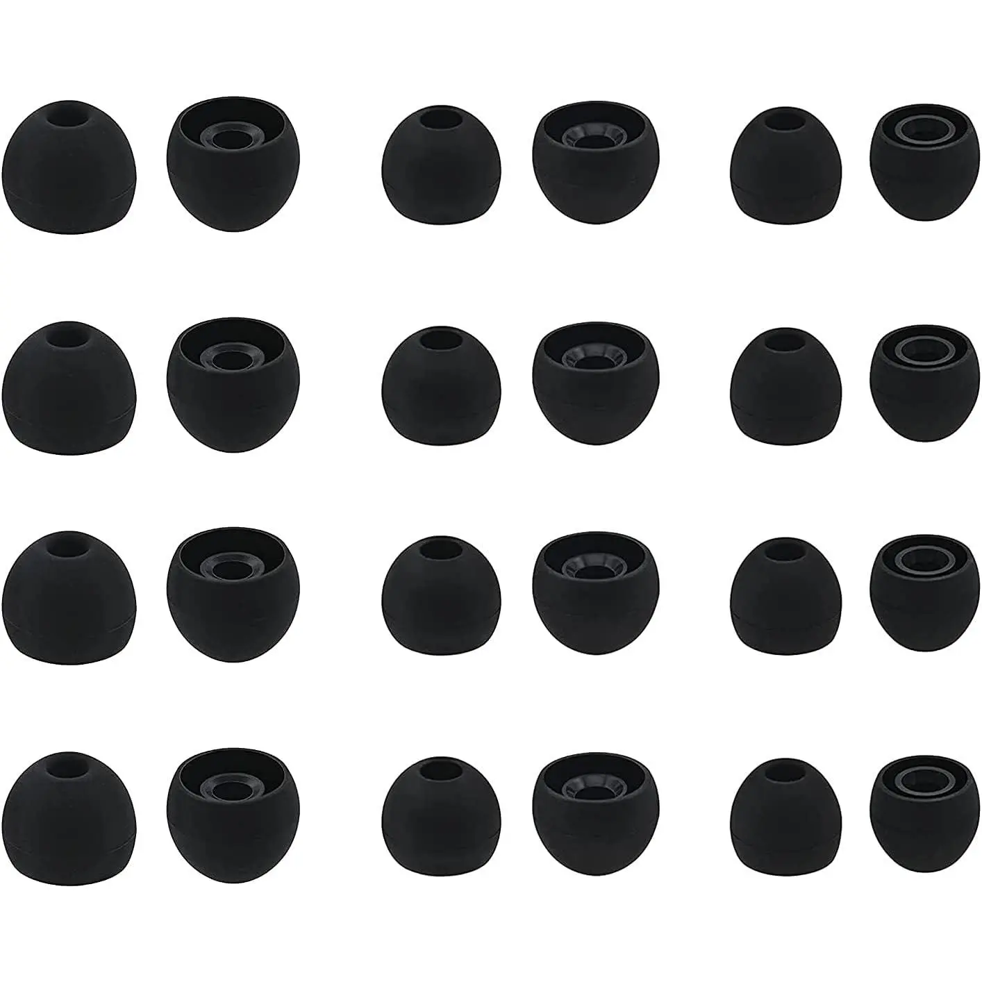 Ear Tips for in-Ear Headphones, S/M/L Sizes 12 Pairs Soft Silicone Earbuds Tips Eartips with 3.8mm Connector Hole, Fit Most in-Ear Earbuds(Inner Hole 3.8mm -4.8mm) 12 Pairs, Black, S/M/L