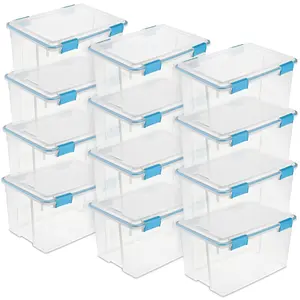 Sterilite 54-Qt Clear Plastic Stackable Storage Bin w/ Gasket Latch Lid, 12 Pack Sterilite 54-Qt Clear Plastic Stackable Storage Bin w/ Gasket Latch Lid, 12 Pack