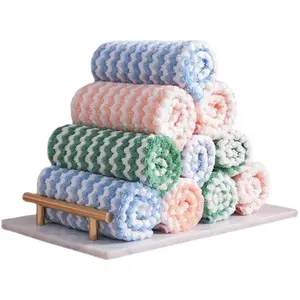 Random Color Machine Washable Microfiber Cleaning Cloth, 10pcs Super Soft Absorbent Dish Towels, Thickened Wash Towel, Rags Cloths for Washing Dishes and Kitchen Drying Cleaning