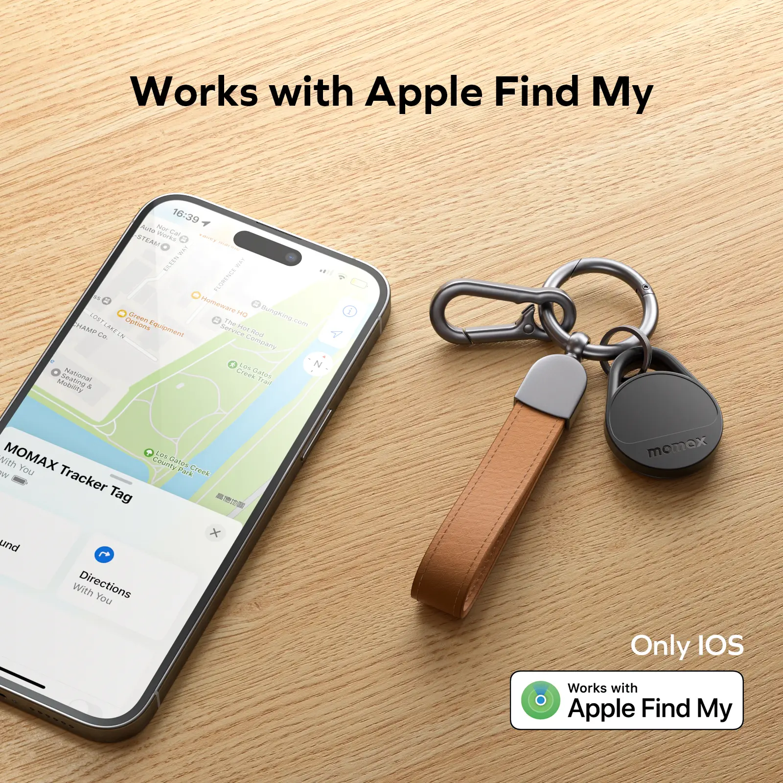 【IOS Only】MOMAX Key Finder, Tracker Tag, Works with Apple Find My, Key Tracker with APP,Sound Location, Key Tracker for Luggage, Suitcase, Wallet Mini