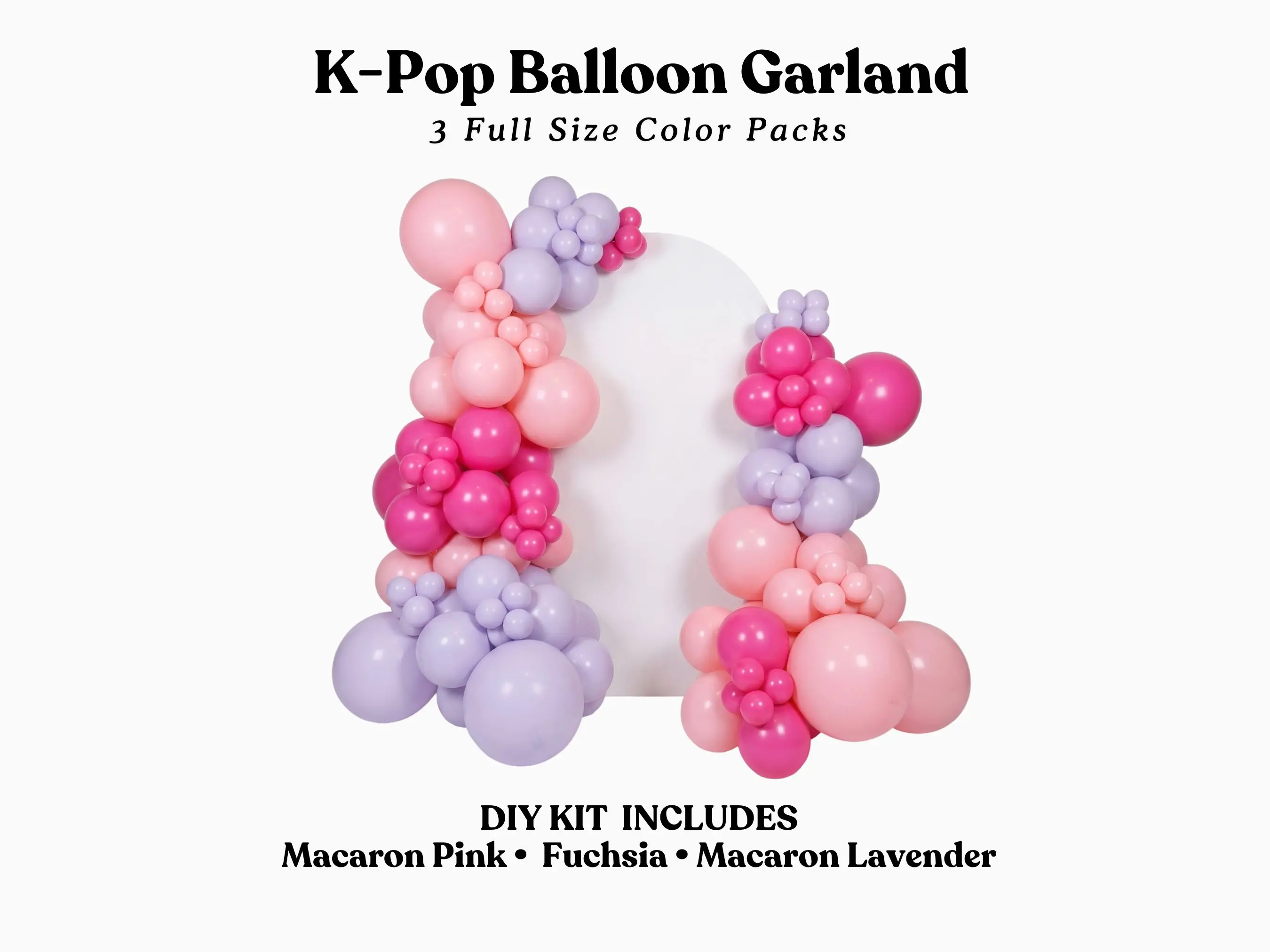 K-Pop Balloon Garland - Fuchsia, Macaron Lavender, Macaron Pink DIY kit