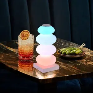 Touch Table Lamp USB Charging RGB Colorful Night Light, Modern Simple Design for Kids Room Girls Bedroom, Alien Shape LED Decorative Lamp