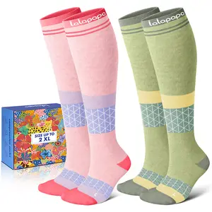 Thick Soft Cotton Compression Socks for Women Men 15-20mmHg Knee High Breathable Cotton Socks for All Day Comfort