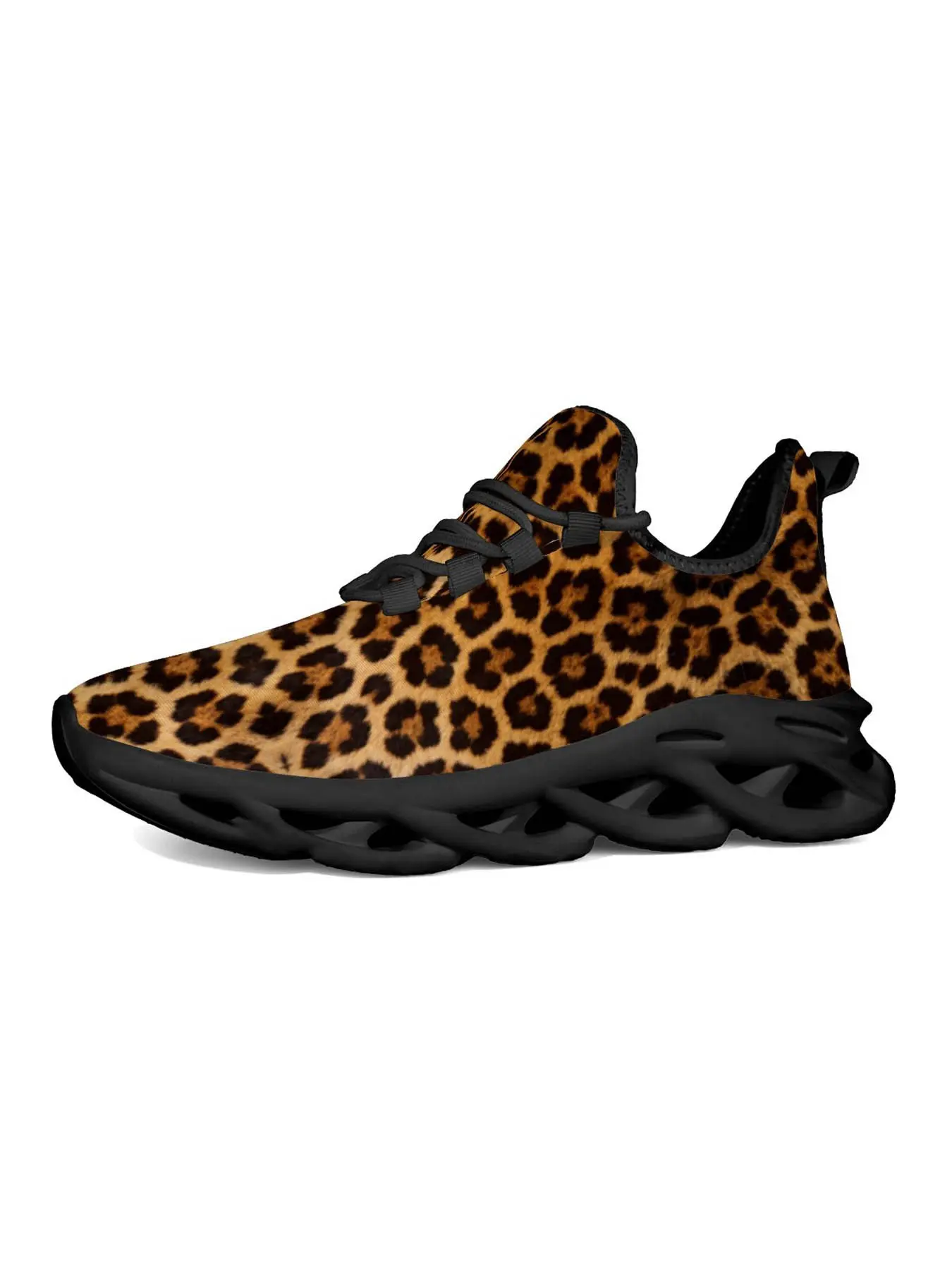 Exclusive Leopard Print Fashion Training Sneakers, Unique Graffiti Style Design, Classic Thick Sole with Colorful Laces, Essential for Young Women, Fashionable Casual Sneakers, Thick Soled Sneakers
