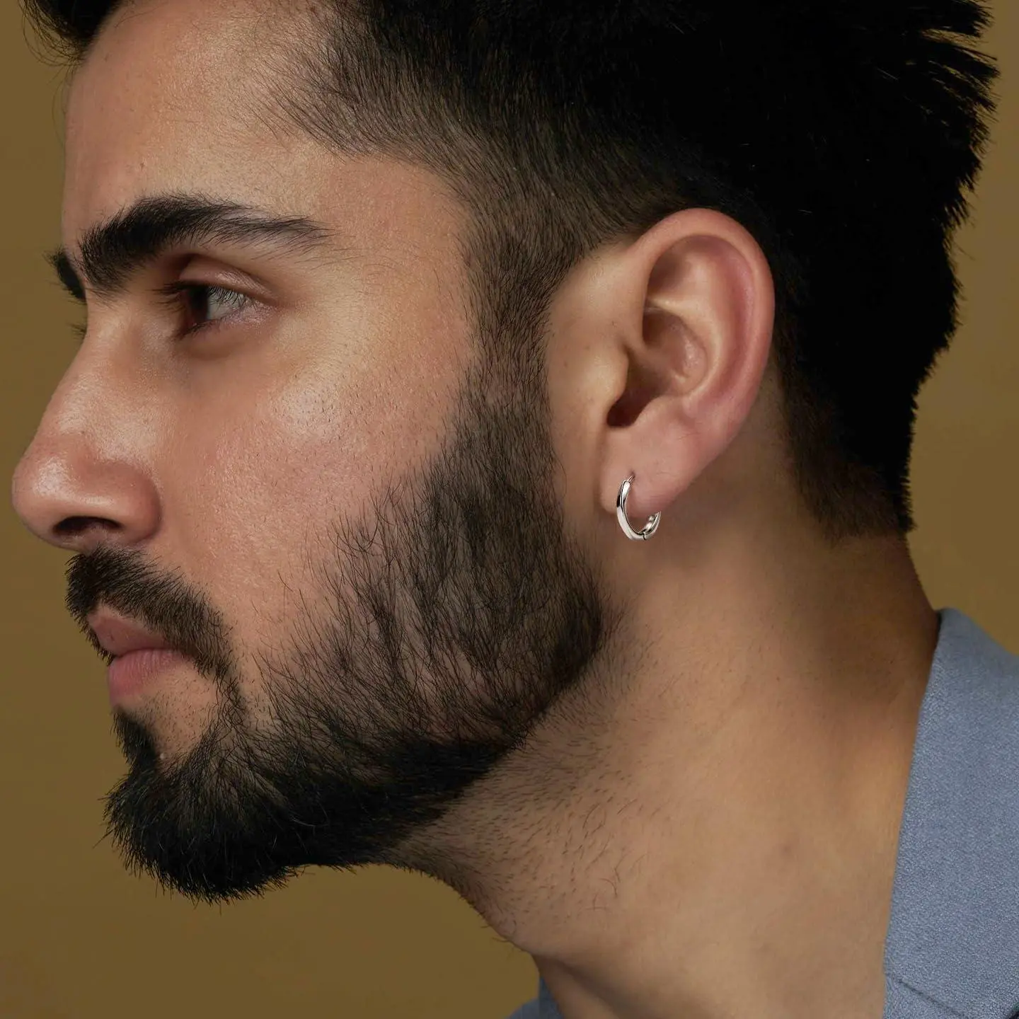 LeCalla 925 Sterling Silver Classic Hoop Earrings for Men | Retro Style Round Huggie Hoop Earrings | Lightweight Hypoallergenic Small Sleeper Hoops | Men’s Ear Piercing Jewelry for Him, Father, Boyfriend, Brother