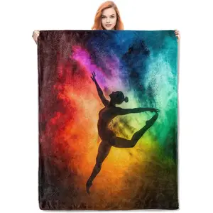Colorful Dancer Throw Blanket Gifts, Soft Cozy Fleece Blanket with Vibrant Ballet Dance Print, Lightweight Warm Blanket for Couch Bed Sofa, Perfect for Dancers and Dance Lovers, 50x60 in