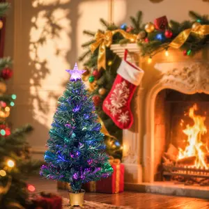 80cm Fiber Optic Christmas Tree with Star Topper, and Transparent Options, LED Lights, USB Powered, Indoor Decor