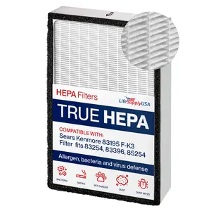 True HEPA Filter Replacement Compatible with Sears Kenmore 83195 F-K3 Filter fits 83254 83396 85254 Air Purifiers by LifeSupplyUSA