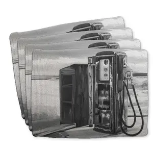 Begin Home Decor C4BP1418GYFZYW 14 x 18 in. Old Gas Pump Braided Polyester Placemat - Home Decor Accent - Set of 4