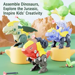 Take Apart Dinosaur Toys for Boys Girls 3-8, STEM Building Toys, Dinosaur Construction Kit, Suction Cup Launcher Toy, Educational Learning Gift for Kids