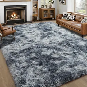 8x10 Feet Fluffy Long Fur Carpet Solid Color Tie-Dye Plush Rug for Living Room Bedroom Soft Super Plush Anti-Slip Upgrade for Children's Boy Room