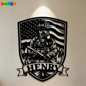 1pc Firefighter Metal Wall Art, Brave Firefighter Statue Mural, Ideal Gift for New Year, Christmas, Firefighter Decor Enthusiasts,  Metal Wall Decor Wall Sculptures, Perfect for Home Wall & Garden Fence, Unique Patriotic Firefighter Enthusiasts Decor