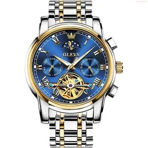 OLEVS Watch OLEVS Automatic Self-Winding Men's Watch With Date Day Calendar Display - Stainless Steel Skeleton Movement Tourbillon - No Battery Waterproof for Man