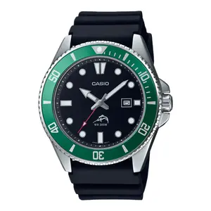 Casio Men’s Black and Green Bezel Dive Watch - MDV-106B-1A3VCF