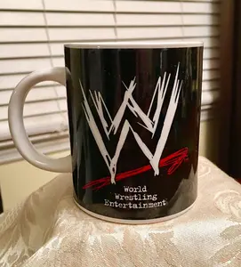 WWE 2002 Sherwood Printed Freezable Ceramic Mug, 11oz-15oz Glossy Black/White Reusable Coffee Cup, Kitchenware Drinkware for Birthday Gifting, Washable, Freezable Mugs
