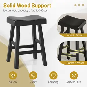 COSTWAY - 24 Inches Counter Height Stools Set of 2 with Footrest for Restaurant Cafe Pub-Black