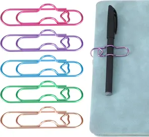 15 Pcs Pen Clip for Notebook, Heart Shaped Metal Paperclip Pen Holder, Notebook Planner Accessories, Multi Color Pens Holder Clips