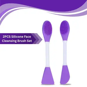 2PCS Silicone Face Cleansing Brush Set – Soft Facial Scrubber & Skincare Applicator for Pore Cleaning, Blackhead Removal, Face Mask & Serum Application"