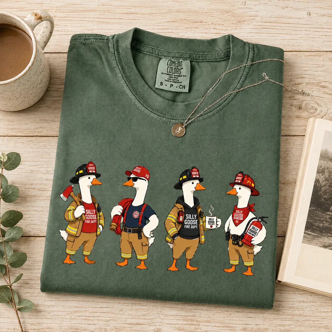 Silly Goose Fire Dept Shirt, Firefighter Goose Comfort Colors Tee, Cute Firefighter Gift, Firefighter Wife Shirt, First Responder Tee