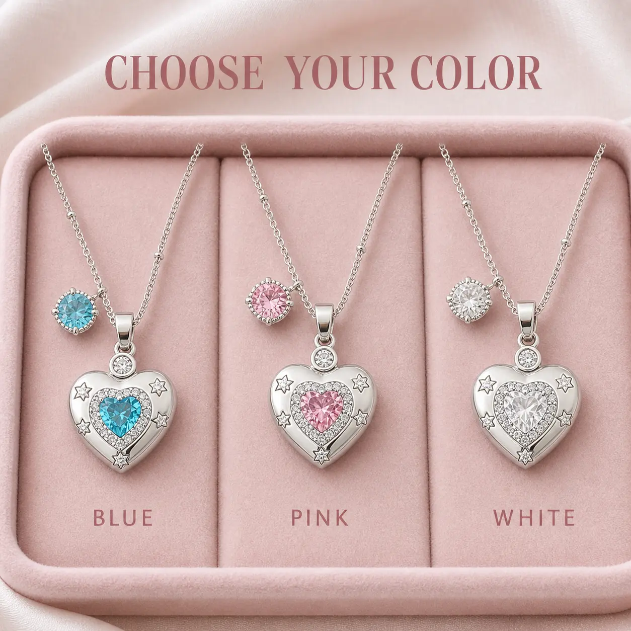 Dainty Satellite Heart Chain Necklace for Women, Cubic Zirconia,Unique Clavicle Chain with Stacked Heart Pendant, Costume Jewelry, Accessories for Women, Unique Gifts, Womens Gifts, Back to School, Gifts For Women