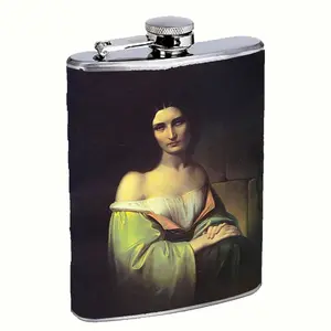 Melancholy Woman Art Illustration 8oz Stainless Steel Flask