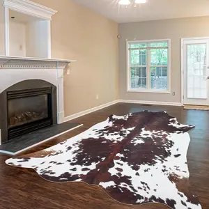 Low Pile Cowhide Rug  Large Cow Hide Rugs for Living Room Bedroom Dining Room Home Office Brown Animal Print Carpet for Home Decor(6x8ft)