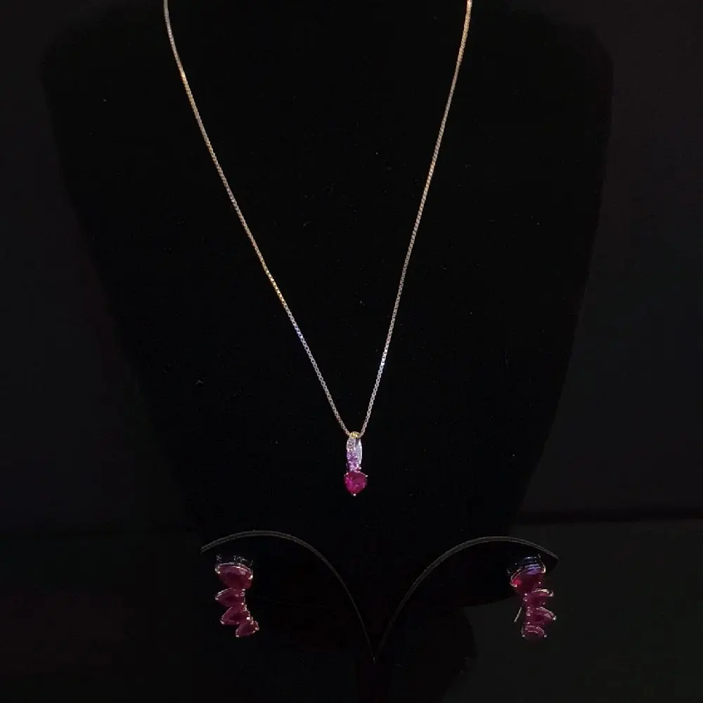 Ruby 2-Piece Jewelry Set, Including Necklace and Earrings