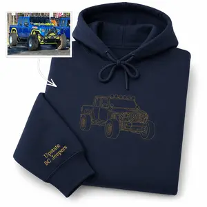 Custom Outline Car Embroidered Hoodie - Personalized Gift For Car Lover Husband Dad Birthday Christmas Fathers Day,Truck Portrait, Race Cars, Car Lover Gift for Dad,Granpa,Dada,Papa