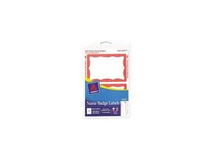 Avery 5143 Print/Write Self-Adhesive Name Badges, 2-11/32 x 3-3/8, Red, 100/Pack
