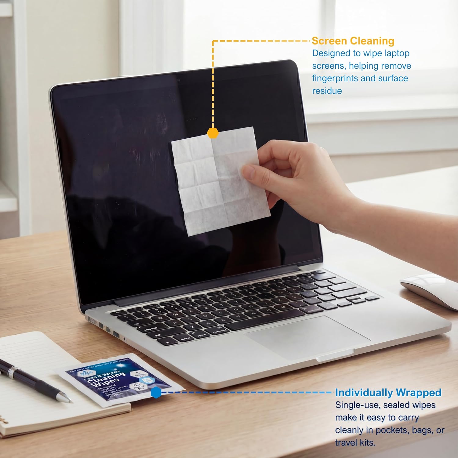 Anti Fog Lens Wipes 100 pcs IndividuallWrapped Streak Free Cleaner for for Eyeglasses, Sunglasses, Goggles, Screen, Phone, Individually Wrapped Eye Glasses Cleaner