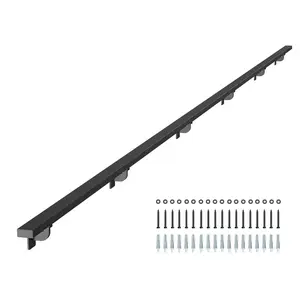 fathersdaygift VEVOR Wall Mounted Stair Handrail, 15ft Black Aluminum Staircase Handrail Indoor, 250lbs Load Capacity, Industrial Railing Hand Rail for Steps, Square Tube for Loft Porch Deck, 6 Sections