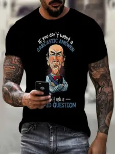 Men's Short Sleeve Summer Casual T-Shirt, 3D Printed Round Neck Top, Comfortable Slim Fit, All Seasons Wear