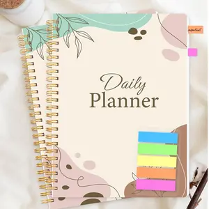 Daily Planner Notebook, Spiral Agenda with Priorities, Notes and Mood & Water Tracker, Undated To Do List Notebook for Work, Office Stationery & Supplies