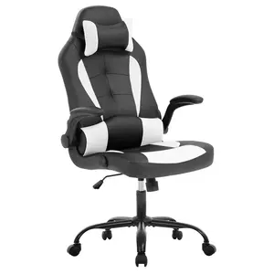BestOffice PC Gaming Chair Ergonomic Office Chair Desk Chair with Lumbar Support Flip Up Arms Headrest PU Leather Executive High Back Computer Chair for Adults Women Men