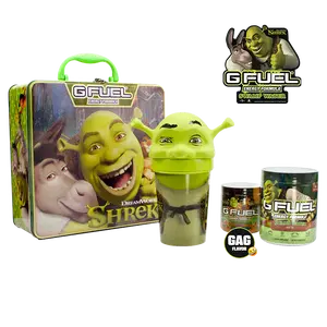 G FUEL Energy Formula | Shrek Collector's Box | Mai Tai (40 Servings) and Onions & Waffles (15 Servings) Flavors | Collectible Lunch Box, Shrek Shaker Cup & Exclusive Shrek Sticker