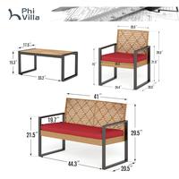 Yellow Rattan & Red Cushion 