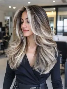 22 Inch High Temperature Fiber Wavy Hair Wig, Synthetic Hair Wig, Machine Made Wig, Gradient Bangs With Bangs, Daily Wear, Versatile Style, Natural Look, Suitable for Women, Natural Looking Wig