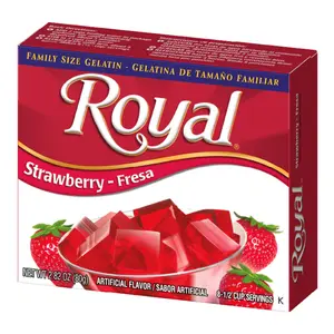 6x Royal Gelatin Strawberry - Dessert Mix Fruit Flavored Snacks Sweet Treats Jelly Pudding Gelling Agent Gelatine Powder Baking Supplies Pantry Essentials Kids Party Food Gourmet Pack Wholesale Bundle Bulk Lot 2.82oz 12ct Total