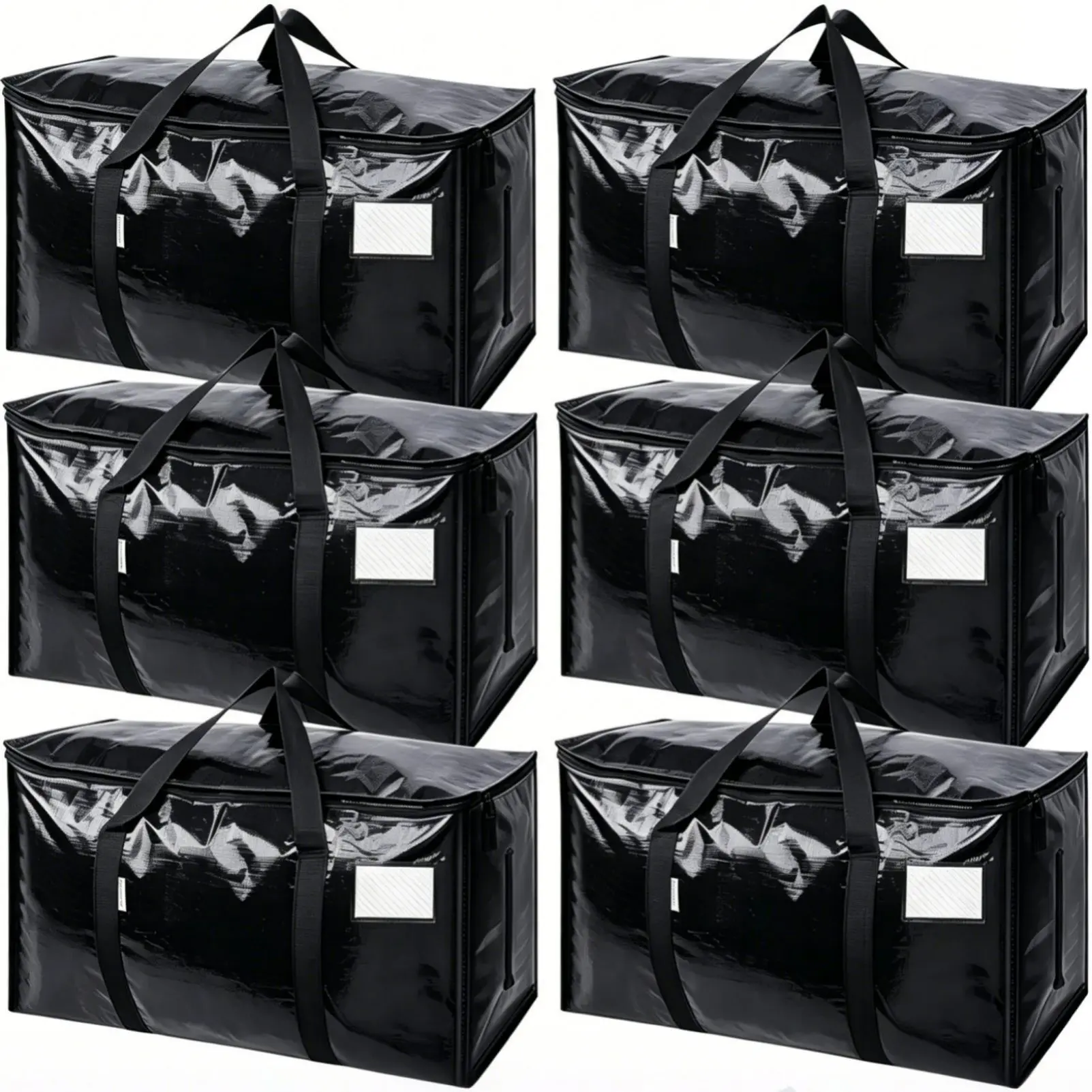 6 Pack Extra Large Storage Bags with Handles, Heavy Duty Waterproof Moving Totes for House Moving & College Dorm Essentials, Space Saving Foldable Luggage Bags with Tag Pocket for Clothes, Comforters, Bedding & Packing Supplies