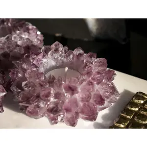 Amethyst Crystal Cluster Tea-light Candle Holder