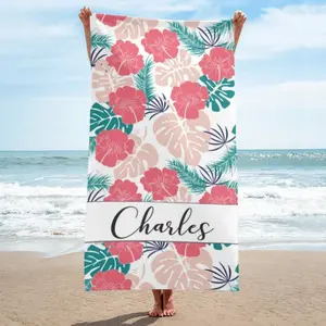 1pc of Custom Microfiber Beach Towel: Personalized Floral Pool Towel (30X60 Inches), Perfect for Beach Parties, Essential for Pool Gatherings, a Great Gift for Beach Events, And Customized Graduation Beach Towels