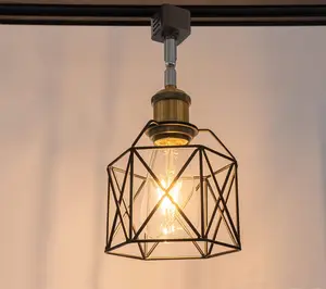 H System Track Lighting Heads,Vintage Loft Design, Black Basket Cage Track Mount Light,Adjustable Decorative Lighting Fixture for Kitchen Island Hotel Shop and Bar,Black - 1 Pack