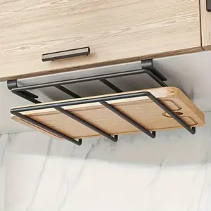 Stainless Steel Kitchen Cabinet Door Hanger, Durable Space-saving Kitchen Hook Rack, Cutting Board & Lid Organizer for Kitchen and Bathroom, Hangable, Wall Mounted Storage(Sheets)