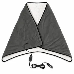 12V Car Heated Blanket & Wearable Shawl – Electric Fleece Travel Throw with Zipper for Truck Drivers, RV & Winter Road Trips – Fast Heating, Soft Flannel