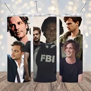 MGG 20 oz Tumbler- Spencer Reid Stainless Steel Cup w Lid Straw - Bottle, Drinkware Insulated Reusable Criminal Minds Matthew Gray Gubler tumblr Portable drink