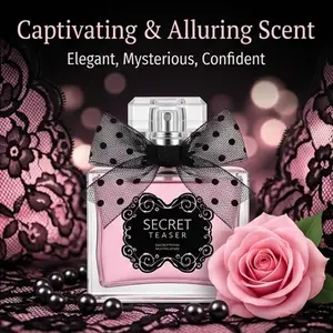 SECRET TEASER Women's Eau de Toilette 100ml | Floral-fruity fragrance | Long-lasting scent | A must-have for dates | Black and pink polka-dot bow gift set | Perfect for girlfriends, best friends, birthdays, Valentine's Day, or as a small gift