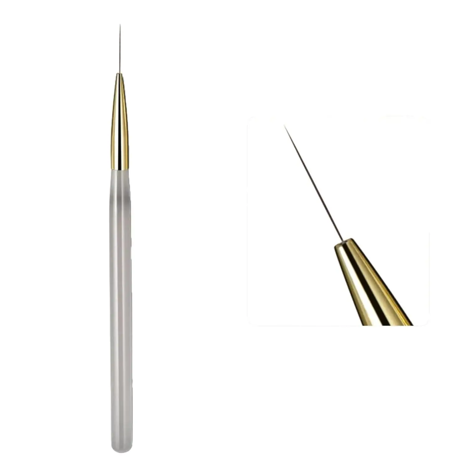 5pcs Ultra-Fine Detail Brush for Nail Art - Golden Copper Wire Painting Pen for Precise Lines, Floral Effects & Gradient Designs - Odorless Professional Nail Tool