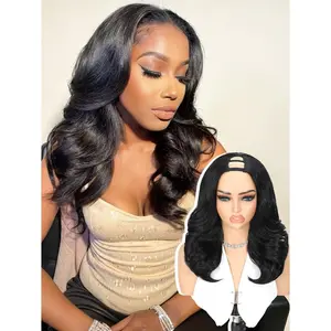 Quantum Love Body Wave U Part Wig Yaki Curly V Part Wig Layered Glueless Clip in Half Wigs for Black Women Beginner Friendly Realistic Natural Looking Heat Resistant Synthetic Hair